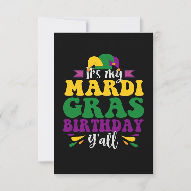 Tarjeta De Agradecimiento Es el cumpleaños de mi Mardi Gras y el divertido c (Anverso)