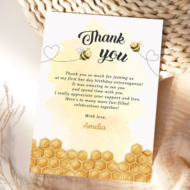 Tarjeta De Agradecimiento Es Tan Dulce Ser Amarillo Cumpleaños Abeja (Subido por el creador)