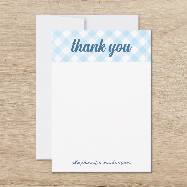 Tarjeta De Agradecimiento Es un Baby Shower de Boy Gingham (Subido por el creador)