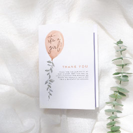 Tarjeta De Agradecimiento Es un Chica Balón Verde Baby Shower Gracias