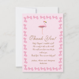 Tarjeta De Agradecimiento Es un Chica de Flamingo Rosa Baby Shower Gracias
