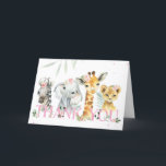 Tarjeta De Agradecimiento Es un Chica Safari Animals Baby Shower<br><div class="desc">Exprese su gratitud con Floral Jungle Baby Shower Gracias Card Printable, una manera perfecta de compartir sus sentidas gracias. Adornada con adorables motivos para bebés, esta tarjeta de personalizable le da un toque de dulzura a su apreciación. Personaliza para expresar tu agradecimiento de la manera más encantadora y memorable! BS730...</div>