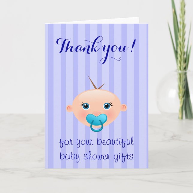 Tarjeta De Agradecimiento Es un chico - Baby Shower Gracias Card (Anverso)