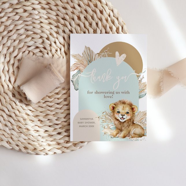 Tarjeta De Agradecimiento Es un niño Safari Theme Lion Baby Shower (Subido por el creador)
