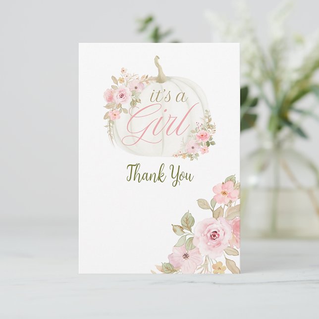 Tarjeta De Agradecimiento Es un Rosa de calabaza Chica Baby Shower Gracias (Subido por el creador)
