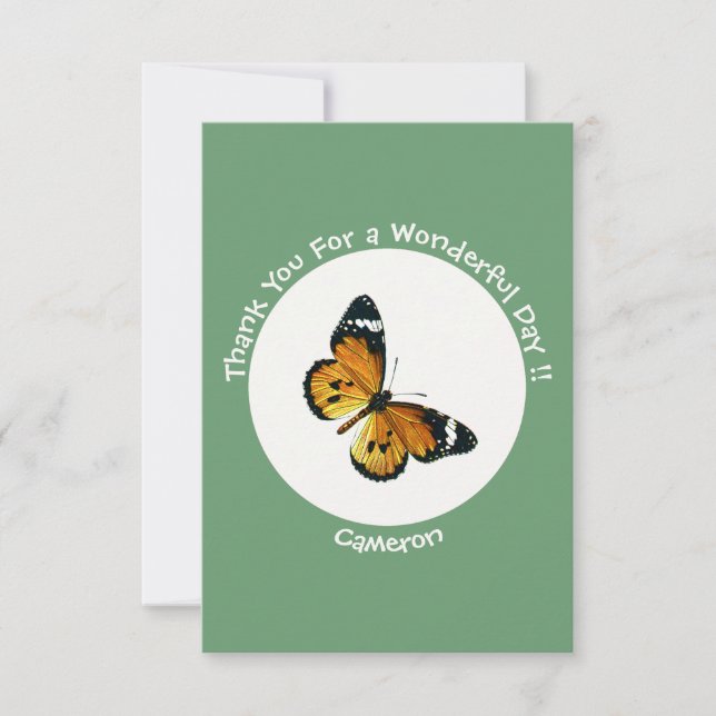 Tarjeta De Agradecimiento Es un tigre llano/Fiesta de mariposas reina africa (Anverso)