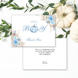 Tarjeta De Agradecimiento Es una calabaza de Baby Shower para chicos