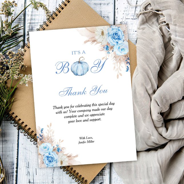 Tarjeta De Agradecimiento Es una calabaza de Baby Shower para chicos (Subido por el creador)
