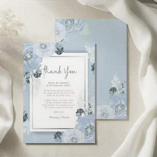 Tarjeta De Agradecimiento Es una ducha de bebé floral de peonía azul para ni