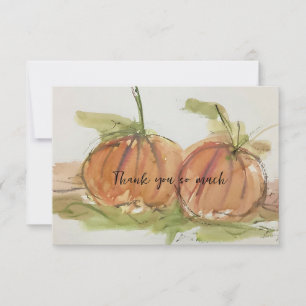 Tarjeta De Agradecimiento Esbozo acuático original Calabaza