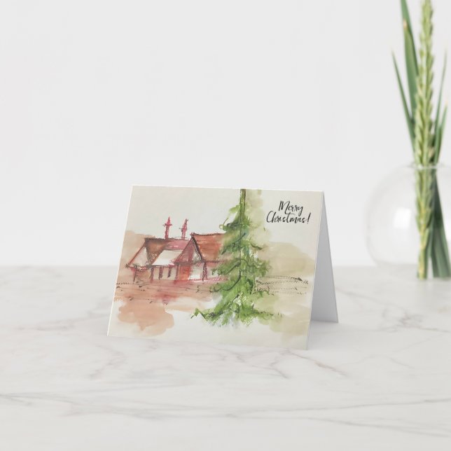 Tarjeta De Agradecimiento Esbozo de acuarela original (Anverso)