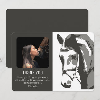 Tarjeta De Agradecimiento Esbozo de caballos Imagen de graduación en blanco 