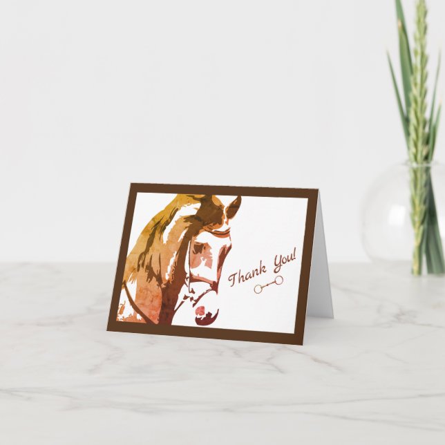 Tarjeta De Agradecimiento Esbozo de caballos y bocado de Snaffles en Brown (Anverso)