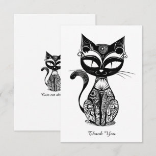 Tarjeta De Agradecimiento Esbozo de gato curado