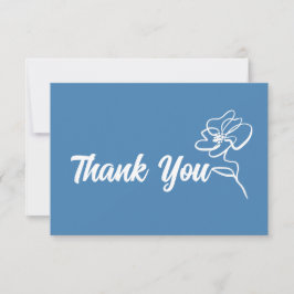 Tarjeta De Agradecimiento Esbozo floral azul de acero clásico