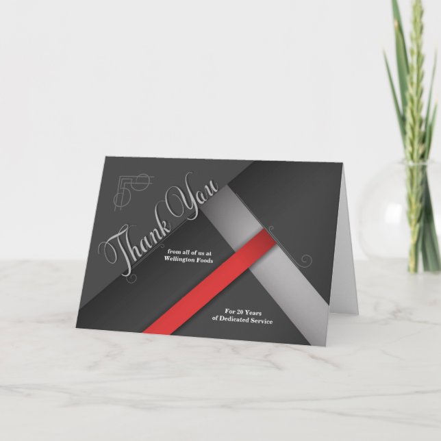 Tarjeta De Agradecimiento Escala de grises del aniversario de los empleados  (Anverso)