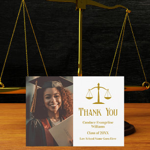 Tarjeta De Agradecimiento Escalas de justicia de oro personalizadas Foto de 