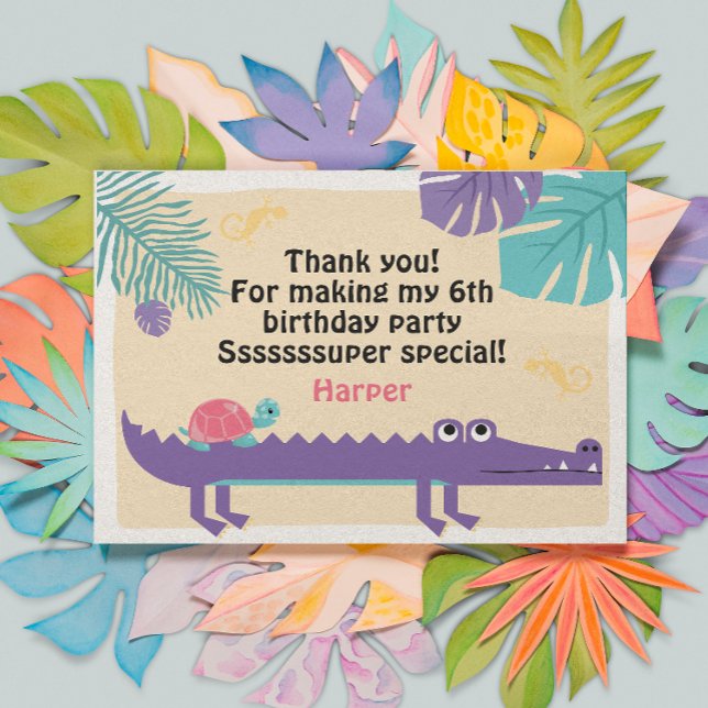 Tarjeta De Agradecimiento Escalas y colas Cumpleaños del Reptil Chica (Subido por el creador)