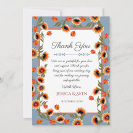 Tarjeta De Agradecimiento Escándalo floral rústico Boda de inspiración folcl