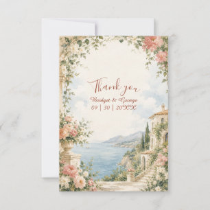 Tarjeta De Agradecimiento Escape de Boda Tropical de Lujo en Rosa Dorado