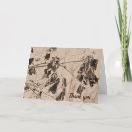 Tarjeta De Agradecimiento Escarcha de invierno sobre hojas de Sepia