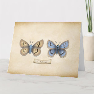 Tarjeta De Agradecimiento Escaso Personalizable de espécimen de mariposa azu