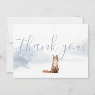 Tarjeta De Agradecimiento Escena de bosque invernal zorro gracias