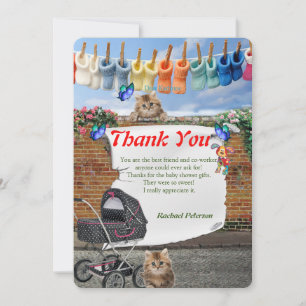 Tarjeta De Agradecimiento Escena de calle con lunares y gatitos