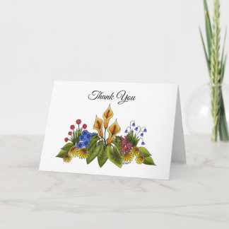 Tarjeta De Agradecimiento Escena de jardín floral con lirios de calla amaril