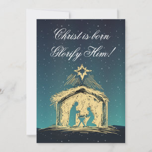 Tarjeta De Agradecimiento Escena de la Natividad Diseño de Navidad Cristo