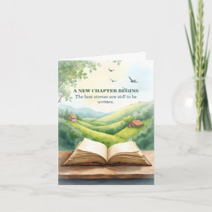 Tarjeta De Agradecimiento Escena de paisaje de nuevo capítulo de libro abier