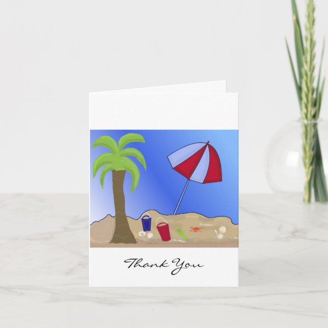 Tarjeta De Agradecimiento Escena de playa Gracias (Anverso)