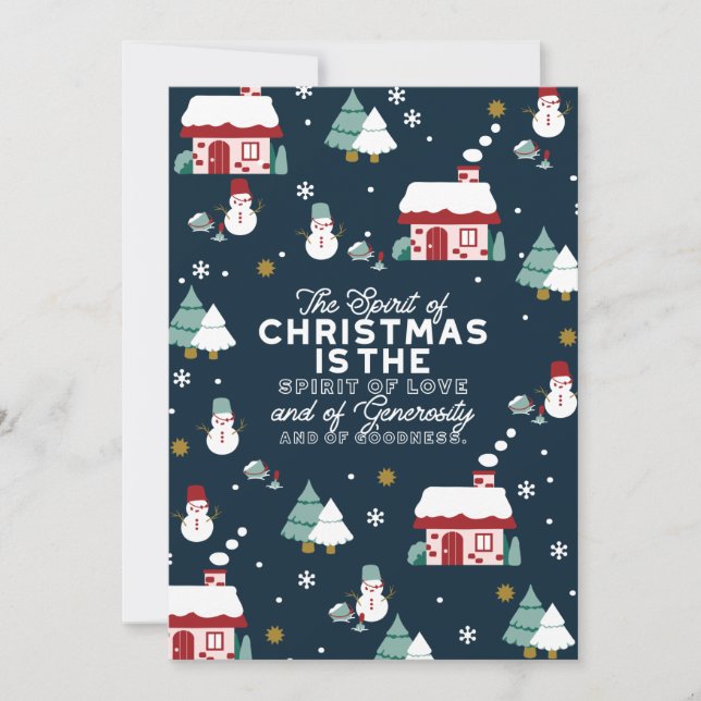 Tarjeta De Agradecimiento Escena del pueblo nocturno de invierno con espírit (Anverso)