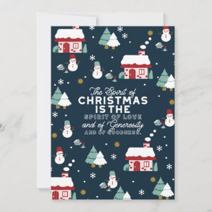 Tarjeta De Agradecimiento Escena del pueblo nocturno de invierno con espírit