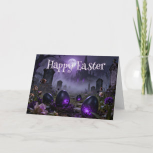 Tarjeta De Agradecimiento Escena gótica oscura de Pascua con huevos luminoso