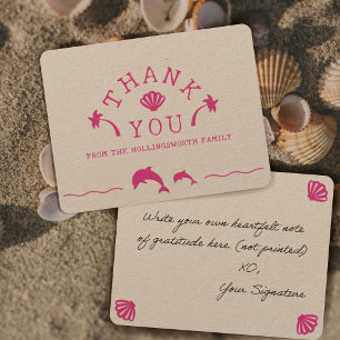 Tarjeta De Agradecimiento Escena oceánica rosa personalizada