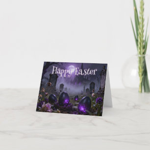 Tarjeta De Agradecimiento Escena oscura de Pascua gótica con huevos brillant