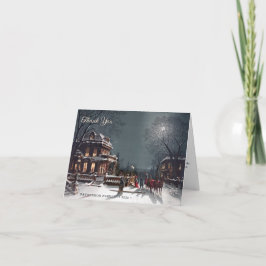 Tarjeta De Agradecimiento Escena personalizada de Nochebuena victoriana eleg