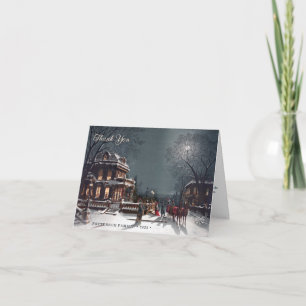 Tarjeta De Agradecimiento Escena personalizada de Nochebuena victoriana eleg