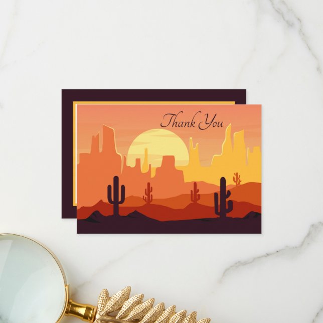 Tarjeta De Agradecimiento escenas del desierto lindas agregan sentimiento  (Anverso/Reverso In Situ)