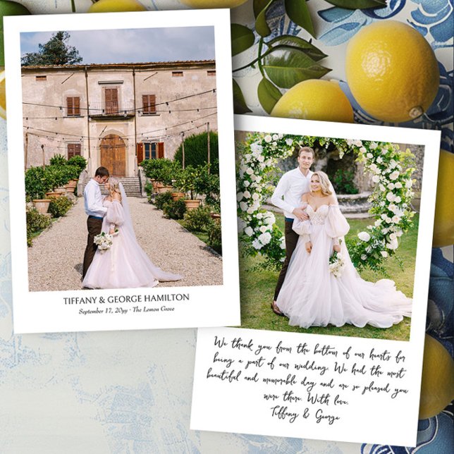 Tarjeta De Agradecimiento Escrito a mano 2 Boda fotográfico (Handwritten 2 photo wedding thank you card by Darling & May)