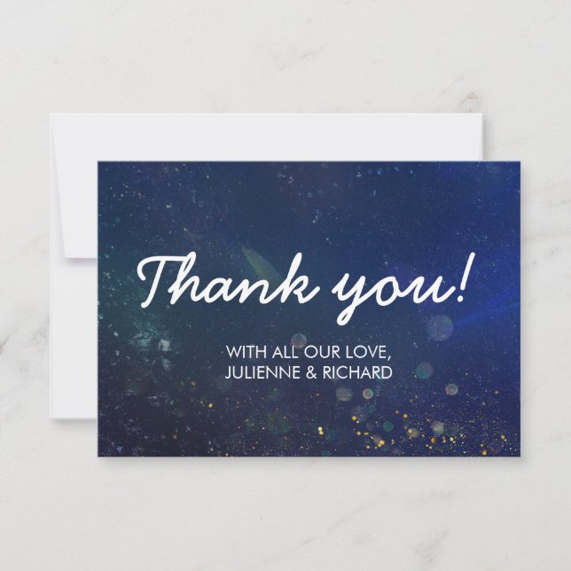 Tarjeta De Agradecimiento Escrito en el Boda Stars Galaxy Gracias (Anverso)
