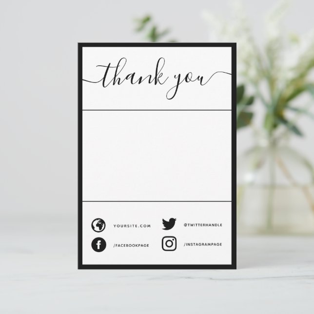 Tarjeta De Agradecimiento Escrito mano simple social gracias insertar tarjet (Anverso de pie)