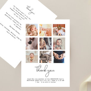 Tarjeta De Agradecimiento Escritura a mano moderna 9 Foto Baby Shower Gracia