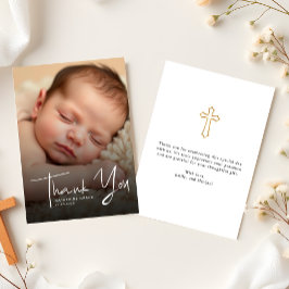 Tarjeta De Agradecimiento Escritura blanca moderna Fotos religiosas del bebé
