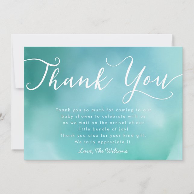 Tarjeta De Agradecimiento Escritura indicada con letras Baby Shower de la (Anverso)