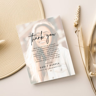 Tarjeta De Agradecimiento Escritura moderna Faux Vellum Sobreposición de fot