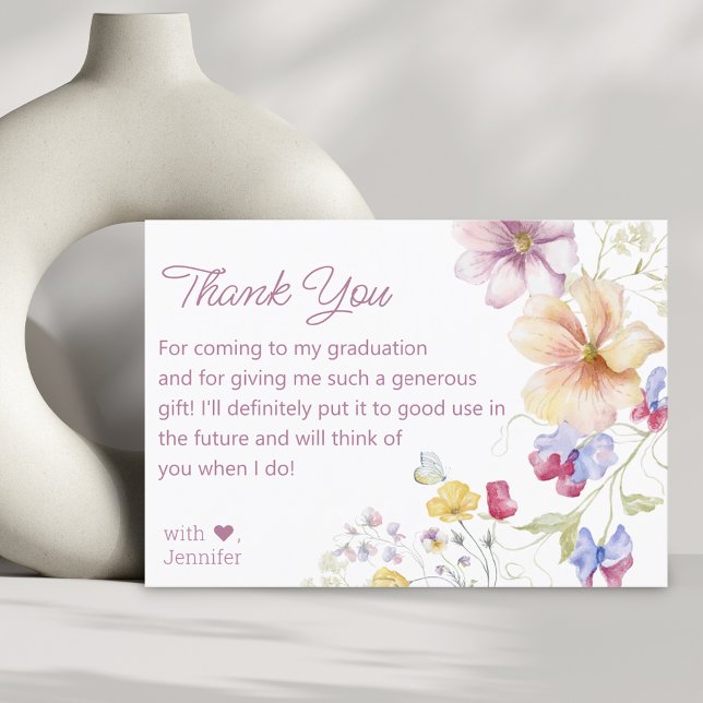 Tarjeta De Agradecimiento escritura rosa de graduación de flores silvestres  (Subido por el creador)