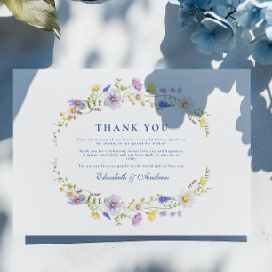 Tarjeta De Agradecimiento Escudo azul turbio Boda floral