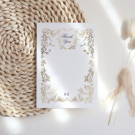 Tarjeta De Agradecimiento Escudo clásico elegante Boda Monograma